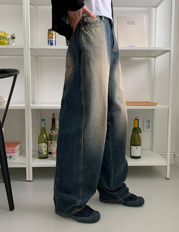 Felint Washing Incision Balloon Denim Pants